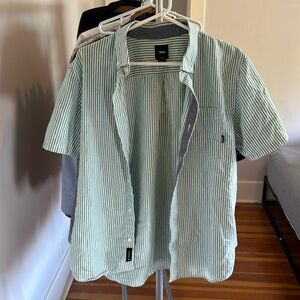 Vans Men’s Button Up Shirt Green Stripped